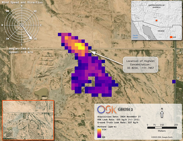 OSK 2D map with methane detection overlay